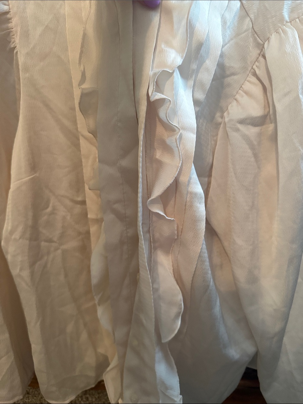 Express Pale Cream Ruffle Pintuck Blouse - Picture 3 of 5